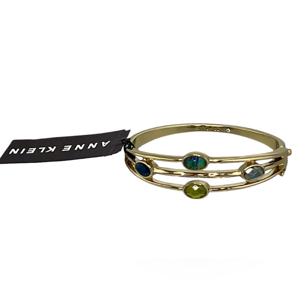 ANNE KLEIN Gold-Tone Multi Stone Spring Hinge Bracelet